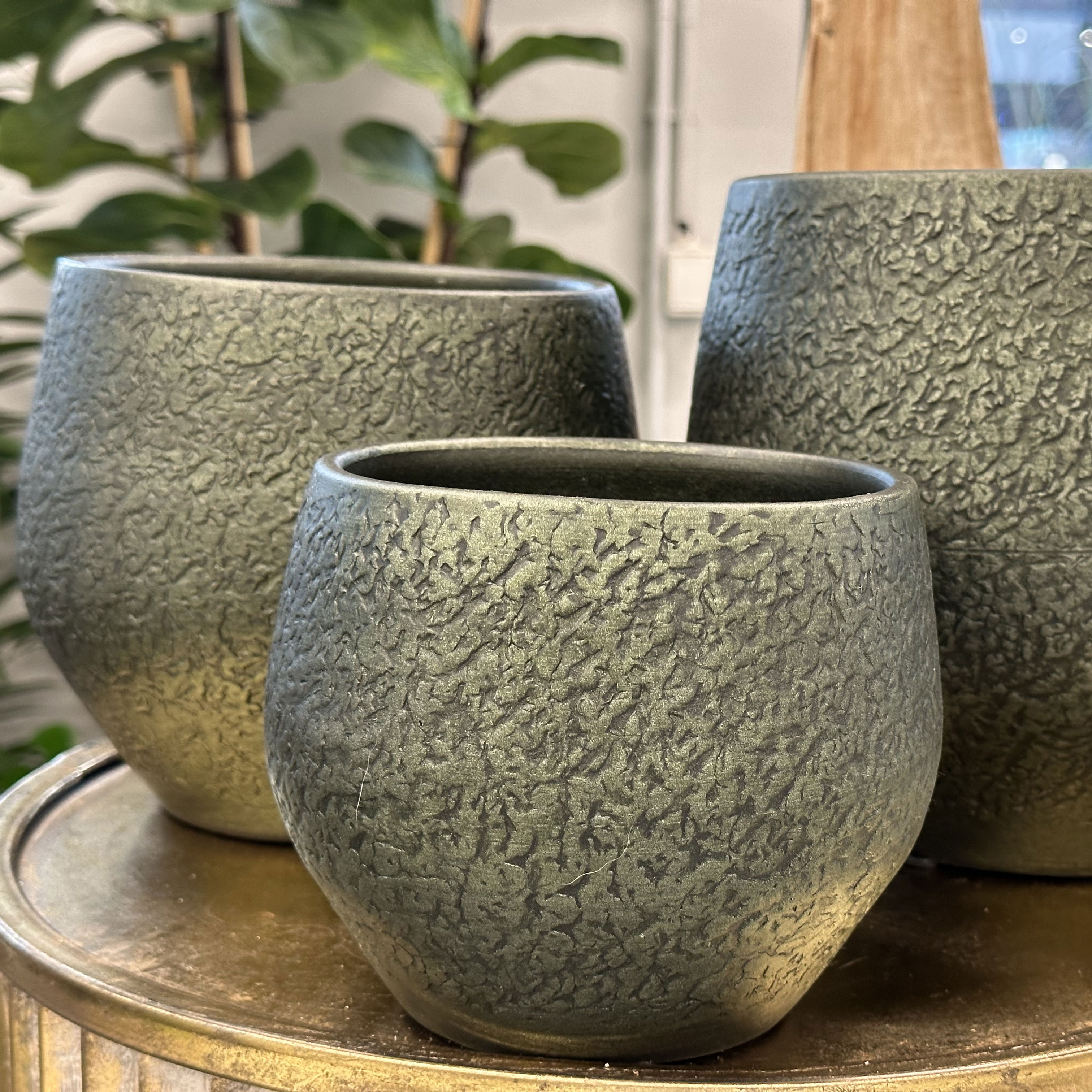 interiérový květináč Noor Velvet Green